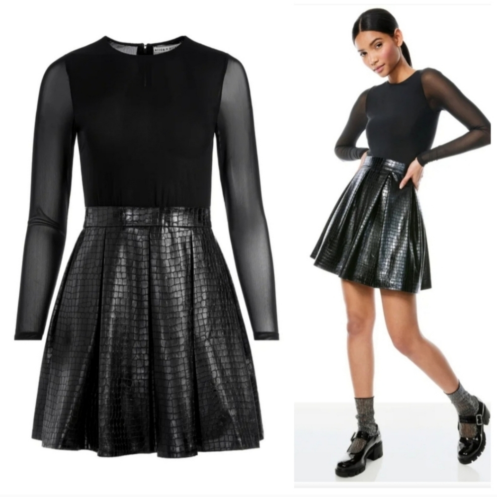 Alice + Olivia Chara Vegan Leather Mini Dress Size  10